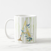 A, gouden initiaal op blauwe en witte strepen