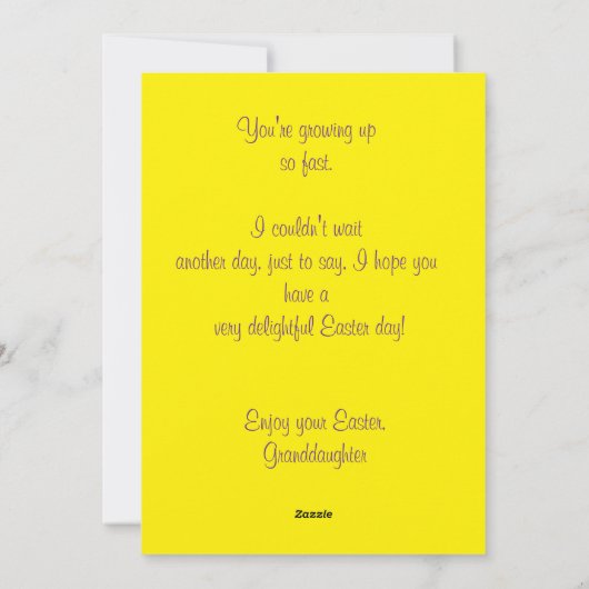 A GRANDDAUGHTER'S PERSONALIZED EASTER CARD FEESTDAGENKAART (Achterkant)