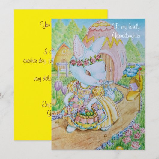 A GRANDDAUGHTER'S PERSONALIZED EASTER CARD FEESTDAGENKAART (Voorkant / Achterkant)