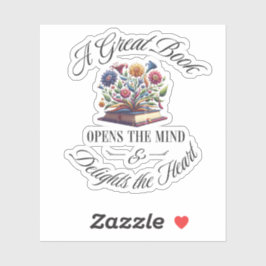 A Great Book Delights Floral  Sticker