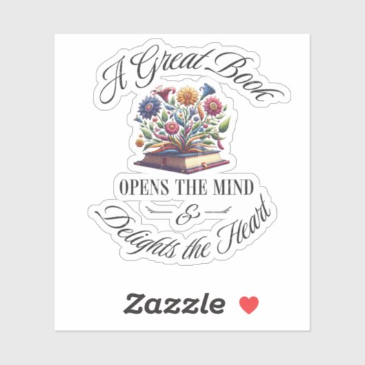 A Great Book Delights Floral  Sticker (Vel)