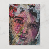 A grungy face mixed media collage briefkaart (Voorkant)