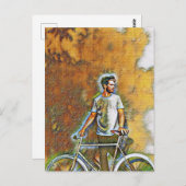 A guy with his bicycle briefkaart (Voorkant / Achterkant)