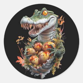 A Halloween sticker. A crocodile with huge teeth Ronde Sticker