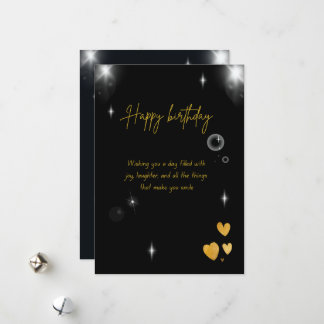 A happy birthday card suitable in black and gold feestdagenkaart