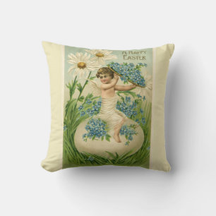 A Happy Easter Cherub Floral Kussen