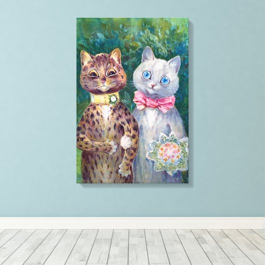 A Happy Pair | Louis Wain | Canvas Afdruk (Insitu (Houten vloer))