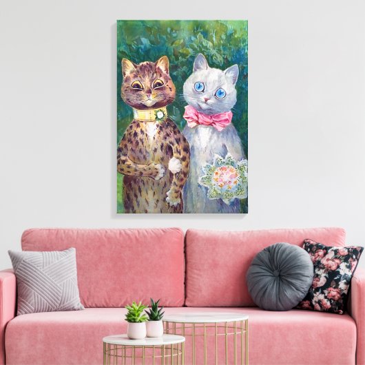 A Happy Pair | Louis Wain | Canvas Afdruk (Insitu (Woonkamer))
