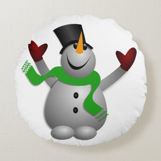A Happy Snowman Rond Kussen (Voorkant)