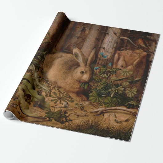 A Hare in the Forest (door Hans Hoffmann) Cadeaupapier (Uitgerold)