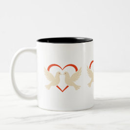 a Heart Mug – Love & Peace Symbol Tweekleurige Koffiemok