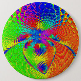 a heart with a psychedelic and colorful style ronde button 6,0 cm