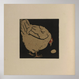 A Hen kijkt naar haar ei Poster