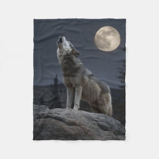 A Howling Wolf Fleece Deken (Voorkant)