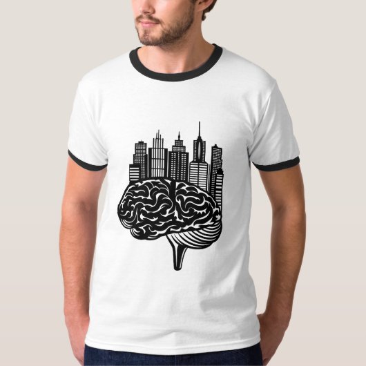 A Human Brain Transforming into a Futuristic City T-shirt (Voorkant)