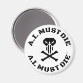 A.I. Must Die™ Logo (Military Font) magneet (Voorkant / Achterkant)