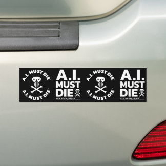 A.I. Must Die™ Logo (Wit Lettertype) Bumpersticker