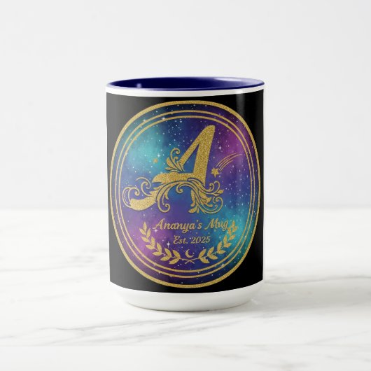 'A' Initial Monogram Mug Set - Ananya's Est. 2025 (Centre)