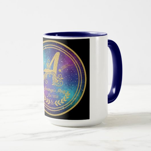 'A' Initial Monogram Mug Set - Ananya's Est. 2025  (Devant droit)