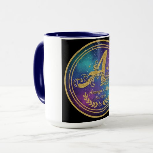 'A' Initial Monogram Mug Set - Ananya's Est. 2025  (Devant gauche)