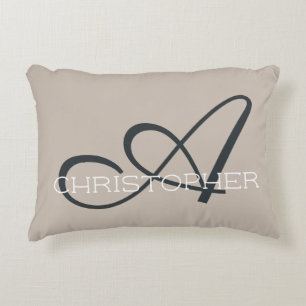 A Initieel Gepersonaliseerde Naam Tan Monogram Accent Kussen