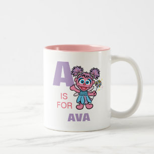A is voor Abby Cadabby   Voeg je naam toe Tweekleurige Koffiemok