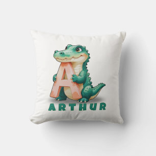 A is voor Alligator – Gepersonaliseerde Baby Naam Kussen