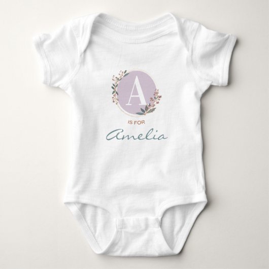 A is voor Amelia (of Aangepaste naam) Baby Girl A  Romper (Voorkant)