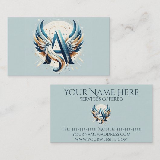 A is voor Angel Alphabet Letter Initiaal Visitekaartje (Voorkant / Achterkant)