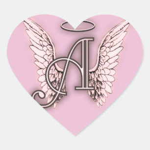 A is voor Angels Pink Heart Hart Sticker