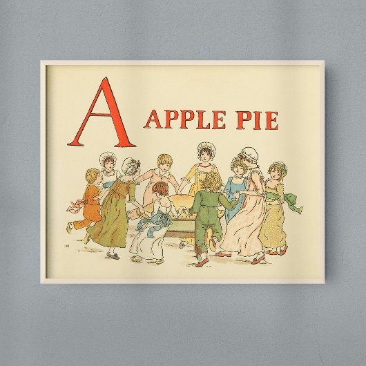 A Is Voor Appeltaart Vintage Gerestaureerde Kinder Poster