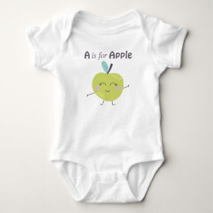 A is voor Apple Cute Illustrator Alphabet Letter Romper