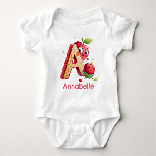 A is voor Apple Personaliseer Romper (Voorkant)
