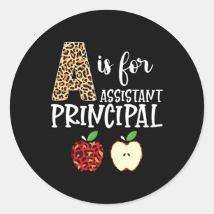 A Is Voor Onmiddellijk Hoofd Luipaard Print Appel  Ronde Sticker