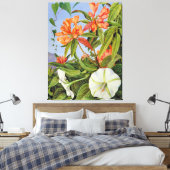 A Javan Rhododendrum en Ipomoea Canvas Afdruk (Insitu (Slaapkamer))