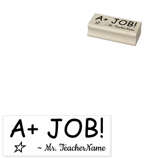 "A + JOB!" + Aangepaste leraar naam Rubberen stemp Rubberstempel (Gestempeld)