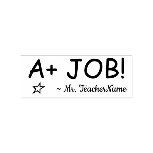 "A + JOB!" + Aangepaste leraar naam Rubberen stemp Rubberstempel (Afrduk)