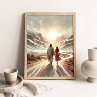 A Journey of Faith, Christian Art, Jesus Walking  Poster