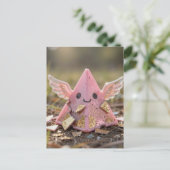 A Kawaii flying pink pyramid Briefkaart (Staand voorkant)