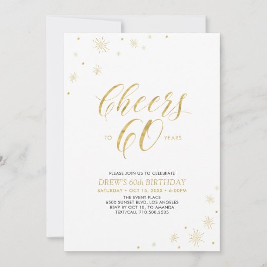 À la 60 | Or  Moderne Invitation pour 60e annivers (Devant)