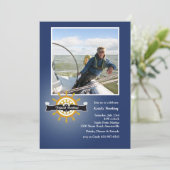 À la barre (marine) Invitation photo nautique (Debout devant)