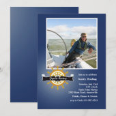 À la barre (marine) Invitation photo nautique (Devant / Derrière)