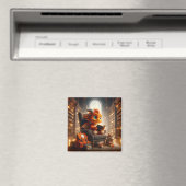 À la bibliothèque - Aimant dragon orange (In Situ (Lave-vaisselle))