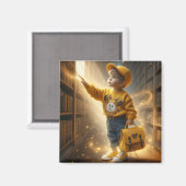 À la bibliothèque - Aimant jaune (Recto/Verso)