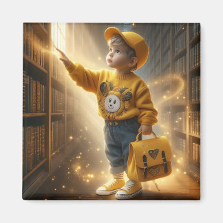 À la bibliothèque - Aimant jaune