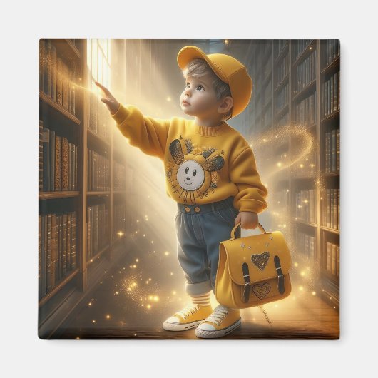 À la bibliothèque - Aimant jaune (Devant)