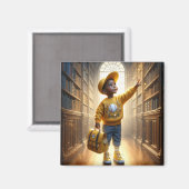 À la bibliothèque - Aimant jaune (Recto/Verso)