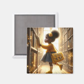 À la bibliothèque - Aimant jaune (Recto/Verso)