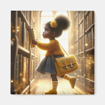 À la bibliothèque - Aimant jaune