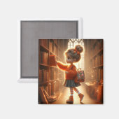 À la bibliothèque - Aimant orange (Recto/Verso)